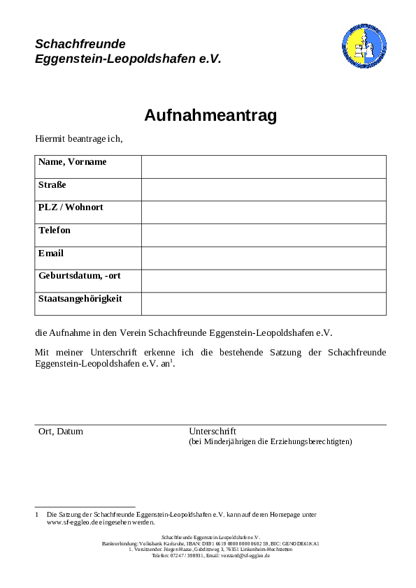 Aufnahmeantrag